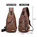 Miniatyrbillede 2 af 5: Diagonal mænds taske Usb Charging Pu brysttaske Simpel mænds Casual Trend skuldertaske brown