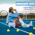 Miniatyrbilde 3 av 5: Menn Dame Slanke kompresjonssokker Anti Fatigue Sports Pressure Solid Running Elastisk 1 Par S M White