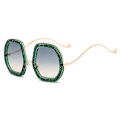 Pikkukuva 1 / 4: Rhinestone-aurinkolasit Naisten Eurooppa-amerikkalainen muoti isokehys Timanttinauhalliset lasit Personaliz Dark green