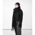 Miniatyrbillede 5 af 5: Stort chunky tørklæde Farverigt Cashmere Føl Oversized tørklæder Tæppe Blødt stort uldsjal Tykt Vinter Varm Kvinder Black