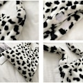 Miniatyrbillede 3 af 5: Cow Print Skuldertasker Plys Satchel Casual Crossbody Tasker Retro Tote Håndtaske Black and White