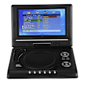 Miniatyrbillede 2 af 8: Bærbar DVD-afspiller med 7-tommers drejelig skærm, genopladeligt batteri, TV, Billader, Gamepad - US-stik 100-240V 0.1