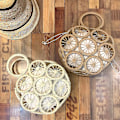 Miniatyrbillede 3 af 5: Stråvævet taske Top-håndtag hul håndtaske Retro sommer strandtasker Rattan taske Brown
