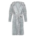 Miniatyrbillede 2 af 4: Vinterfleece morgenkåbe Dame morgenkåbe Hætte Fluffy Håndklædeplaid Badekåbe Grå Grey Grey 3XL
