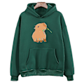 Miniatyrbilde 1 av 4: Funny Capybara Print Hoodie Dame/menn Kawaii Cartoon Topper genser For Jenter Unisex Mote Harajuku Grafisk Hettegenser-G .i mørkegrønn dark-green S