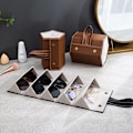 Miniatyrbillede 4 af 5: Flere steder Solbriller Organizer Case Foldbar glasopbevaringsboks Black 4 Slots