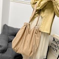 Miniatyrbilde 3 av 5: Sammenleggbar handleveske for matvarer, stor kapasitet bærbar tote bag for reiser vanntett gjenbrukbar poser med håndtak piknik strand (brun)