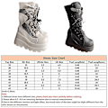 Miniatyrbild 2 av 5: Platformstövlar damer Spänne rem Punk Goth Boot Dam Gothic Snörskor Sz White White EU 35.5