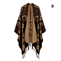 Miniatyrbild 5 av 5: Printed tofs, öppen front Poncho Cape Klassisk elegant omlottsjal Vintage Cardigans filt H