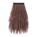 Pikkukuva 1 / 4: Kvinnor Tyllkjol Elastisk midja Mesh lång stycke kjol brown