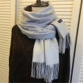 Miniatyrbild 3 av 5: Cashmere Warm Scarf Damer Pure Color Cashmere Scarf med fransar Black
