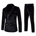Miniatyrbild 1 av 5: Slim Fit 2-delad kostym för män med dubbelknäppt bröllopsbal black black M