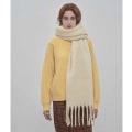 Miniatyrbillede 3 af 5: Stort chunky tørklæde Farverigt Cashmere Føl Oversized tørklæder Tæppe Blødt stort uldsjal Tykt Vinter Varm Kvinder Beige