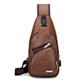 Miniatyrbillede 1 af 5: Diagonal mænds taske Usb Charging Pu brysttaske Simpel mænds Casual Trend skuldertaske brown