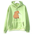 Miniatyrbilde 1 av 4: Morsom Capybara Print Hettegenser Dame/Herre Kawaii Tegneserie Topper Genser For Jenter Unisex Mote Harajuku Grafisk Hettegensere-G .i lysegrønn light-green L