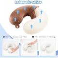 Miniatyrbillede 3 af 6: Rejsepude Nakkepude Memory Foam Rejsepuder Hovedstøttepude til fly Tog Bil Kontorrejser Essentielle flypuder til en lang tid Brow Brown One Size