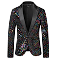 Miniatyrbilde 1 av 4: Smokingjakke med paljetter for menn Blazer Ballkjole regnbue rainbow XL