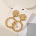 Miniatyrbild 4 av 4: Statement Glam Guld Örhängen med Mönstrade Geometriska Former Guld