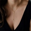 Miniatyrbild 5 av 5: Elegant Guld Lariat / Lasso Halsband med Cirkel / Ring & Stång Guld