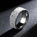Miniatyrbild 2 av 2: Silver Ring i Rostfritt Stål -5 rader Rhinestones/Strass Stl 22