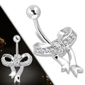 Miniatyrbild 2 av 2: Navelpiercing Navel Piercing i Kirurgiskt Stål 316L i Silver Färg - Rosett med Klar/Vit CZ Cubic Zircon Silver