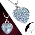 Miniatyrbild 3 av 3: Halsband i Silver färg - Hjärta med blå & turkos Cubic Zirkonia