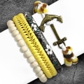 Miniatyrbild 2 av 2: 4 st Bohemian Chic Armband - Läder Rep Ankare Pärlor Blommor
