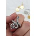 Miniatyrbild 3 av 4: Silver Ring i Rostfritt Stål - Fint Mönstrad Orm / Snake -Stl 16 Silver