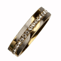 Miniatyrbild 1 av 4: Guld & Silver Ring i Rostfritt Stål med Rhinestones - Stl 21,25 Guld