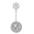 Miniatyrbild 1 av 3: Navelpiercing Piercing i Stål i Silver Färg - Vita Kristaller Silver