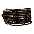 Miniatyrbild 1 av 2: Wrap Läderarmband/Läder Armband med Strass / Rhinestones - Svart Svart
