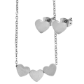 Miniatyrbild 1 av 3: Silver Smyckesset i Rostfritt Stål -Halsband & Örhängen - Hjärta Silver