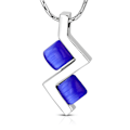 Miniatyrbild 1 av 3: Halsband Geometrisk kvadrat med Blåa kattögonstenar