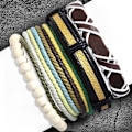 Miniatyrbild 2 av 2: 4 st Bohemian Chic Armband - Läder Rep Pärlor Olika Färger