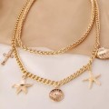 Miniatyrbild 4 av 5: Guld Halsband / Choker med 2 st Kedjor & 5 olika Berlocker Guld