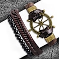 Miniatyrbild 2 av 2: 3 st Bohemian Chic Armband - Läder Pärlor Skeppsratt Ratt