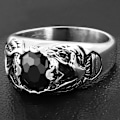 Miniatyrbild 2 av 2: Cool Ring i Kirurgiskt Stål 316L i Silver färg med Svart Cubic Zircon Kristall & Örn  / Fågel - Stl 23,01 Silver