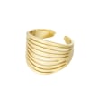 Miniatyrbild 1 av 4: Ring i Rostfritt Stål med Utskurna Linjer - Guld - Justerbar Guld