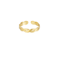 Miniatyrbild 3 av 3: Ring i Rostfritt Stål med Flätad Design - Guld - Justerbar Guld