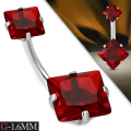 Miniatyrbild 2 av 2: Navelpiercing Kirurgiskt stål Dubbel Röda Cubic Zirconia