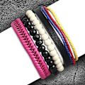 Miniatyrbild 2 av 2: 4 st Bohemian Chic Armband - Läder Rep Pärlor Olika Färger