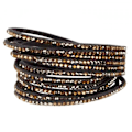Miniatyrbild 1 av 2: Wrap Läderarmband/Läder Armband med Strass / Rhinestones - Grå grå