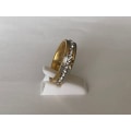 Miniatyrbild 3 av 4: Guld & Silver Ring i Rostfritt Stål med Rhinestones - Stl 17,25 Guld