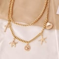 Miniatyrbild 3 av 5: Guld Halsband / Choker med 2 st Kedjor & 5 olika Berlocker Guld