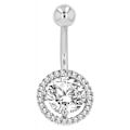 Miniatyrbild 1 av 3: Navelpiercing Piercing i Stål i Silver Färg - Vita Kristaller Silver