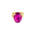 Miniatyrbild 1 av 4: Statement Guldpläterad Ring & Oval Glaspärla -Justerbar Fuchsia Guld