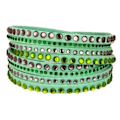 Miniatyrbild 1 av 2: Wrap Läderarmband/Läder Armband med Strass/Rhinestones -Mintgrön Grön