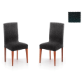 Miniatyrbild 1 av 4: Pack 2 överdrag för stol med multi-elastisk rygg Roque E16 gråsvart. SAMMANSÄTTNING: 55% polyester - 35% bomull - 10%