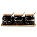 Miniatyrbillede 1 af 4: 3x Krydderikrukker med Bakke - Sort Black
