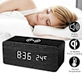 Miniatyrbillede 6 af 6: Vækkeur med Qi-oplader - Sort Træ Black